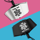 海贼王雨伞遮阳防晒伞晴雨两用伞全自动折叠伞学生男女动漫DIY定制 罗标志 单把黑色