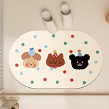 西域猫浴室地垫防滑吸水软垫洗手间卫生间厨房脚垫子门口厕所地毯 圆点三小只浅黄 40cm*60cm 【超值体验】