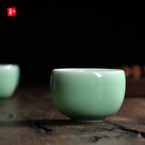 灵青坊 茶杯主人杯单杯大号精品青瓷手工品茗杯品茗杯单个哥窑冰裂纹开片可养主人杯家用喝茶个人杯功夫茶具 弟窑梅子青