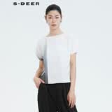 S.DEER圣迪奥新品晕染肌理拼接T恤S20280180 白色/90 L 170