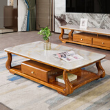 誉派乌金木茶几电视柜大理石茶台欧式角几新中式 茶几(乌金木+大理石)1.5*0.82