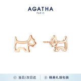 AGATHA/瑷嘉莎 镂空小狗银耳钉女士 生日礼物送女友闺蜜耳环