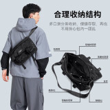 第九城（V.NINE）男士机能风单肩斜挎包学生背包骑行包户外挎包收纳包 曜石黑