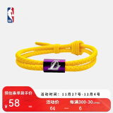 NBA手环湖人队金属装饰手环男女篮球体育运动配饰硅胶材质可调节配饰 湖人队 金属装饰手环