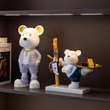 吉召暴力熊入户门口鞋柜钥匙收纳玄关装饰品摆件客厅家居乔迁新居礼品 点赞小熊组合A