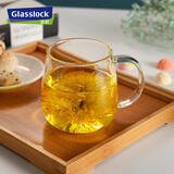 Glasslock玻璃杯水杯高硼硅玻璃耐冷耐热泡茶杯带把手防烫透明咖啡杯450ml