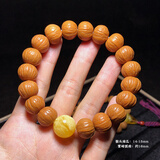 藏鸿阁 猴头小核桃手串原籽正圆矮桩土豪猴头雕刻文玩男女士单圈手串 猴头南瓜桩【蜜蜡圆珠款】