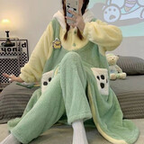 梦舒纷卡通情侣睡袍女冬季可爱珊瑚绒睡衣加厚浴袍法兰绒睡裙男士家居服 帕恰狗睡袍 L 165-170CM