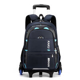 猫猫吉祥（Mao Mao Ji Xiang）大容量初中学生小学生拉杆书包3-5-6-9年级男孩手拉箱三轮爬楼梯 黑色（加高六轮 可爬楼梯）