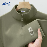 回力（Warrior）重磅卫衣男秋冬国潮运动衣服青少年宽松半拉链立领外套 豆绿 L