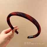 柚芳秋冬美拉德高级感毛呢格子细发箍女新款洗脸头箍气质外出百搭发箍 红色格纹发箍【1个装】
