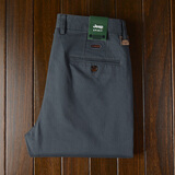 吉普（JEEP）纯棉休闲裤男士春夏薄款宽松直筒中年商务高腰深档长裤子 灰色（厚款） 34码(腰围2尺7 )