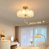 大观园（DGY）法式复古卧室吊灯轻奢玻璃水晶灯创意贝壳客厅餐厅灯中山灯具413O 1086-磨砂40CM-三色变光