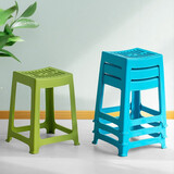 茶花塑料凳高凳客厅加厚条纹凳家用成人高凳方凳防滑餐桌椅子A0838P 6张【新款蓝】