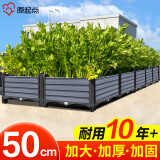 原起点50cm加大阳台种菜箱长方形塑料花盆户外蔬菜种植神器室外花箱花槽 单层双排10联箱(250*80*21）