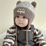 宝宝帽子秋冬1-3岁婴儿保暖防风护耳帽男女童套头帽2024冬天新款 灰色 建议6个月-3岁/头围46-52cm