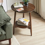 睿帆 边几茶几简约茶几桌小桌子客厅卧室实木茶几欧式多功能圆形茶几 【榉木】胡桃色小号