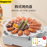 拜格（BAYCO）烤盘五件套户外烤肉盘韩式烧烤铁板烤肉煎锅油刷夹子30cm TZ1142