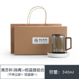 南山先生玻璃杯带把带盖便携泡茶杯茶水分离大容量办公杯带柄家用绿茶杯子 清灵杯 55度恒温器组合 不带过滤