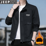 JEEP SPIRIT吉普夹克男春秋季外套男士立领上衣棒球服工装潮流成熟商务青年邮 2207黑色 2XL（145-160斤）