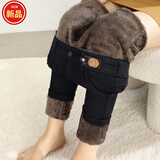 雪澈2025冬季加绒加厚牛仔裤女高腰弹力修身显瘦百搭小脚裤紧身女士 09-黑色-松紧腰-加厚羊羔绒面料 29 建议110-120斤XL