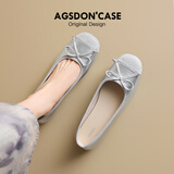 奥古狮登玛丽珍鞋女2026新款夏季银色平底豆豆鞋蝴蝶结法式晚风芭蕾舞单鞋 P543039银色 38