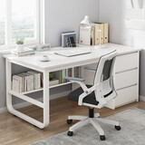 尋巧（SPERMEK） 电脑桌台式家用卧室写字桌简约宿舍书桌学生学习职员办公室桌子 【桌椅组合】暖白色120CM