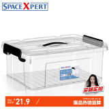 SPACEXPERT 衣物收纳箱塑料整理箱12L透明 1个装 带提手