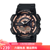 卡西欧（CASIO）男表  学生运动手表 多功能双显电子表 防水夜光石英表 夜光指针AEQ-110W-1A3