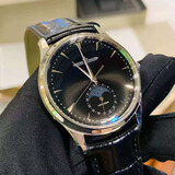 积家（Jaeger）【二手99新】积家Jaeger大师系列男表 钟表自动机械男表 二手奢侈品名表回收 39表径【1368470】黑色月相大师 钢舵