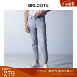 巴鲁特（Brloote）速干牛仔裤男时尚猫须棉弹力吸湿透气舒适百搭休闲九分裤 浅蓝（九分裤） 165/76A