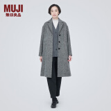 无印良品（MUJI） 女式羊毛混切斯特大衣长款外套毛呢大衣秋冬格雷系BDA19C3A 灰色图案 M(160/84A)