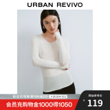 UR2024秋季新款女装简约基础百搭休闲修身V领针织衫UWB940008 象牙白 M