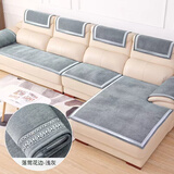 琉臻皮沙发专用垫高档真皮沙发垫防滑坐垫子客厅皮沙发保护套四季通用 落莺花边-浅灰色 沙发垫定制专拍