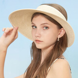 SUNDAY AFTERNOONS成人女士日常空顶大檐蝴蝶结防晒帽子太阳帽遮阳草帽可卷起收纳 米白色 成人均码
