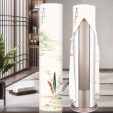 家工场（JGC）空调罩防尘罩圆柱形柜机保护套中式客厅立式防尘罩套开机不取通用 远山黛 【全包】3P适用高度180cm及以上