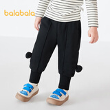 巴拉巴拉男童裤子儿童女宝宝长裤秋冬新款童装可爱休闲运动裤 黑色-夹棉-90001 80cm