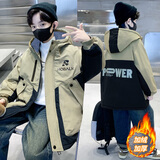 卡兔蓝猫童装男童外套加绒加厚冬装儿童外套中大童小男孩连帽加绒派克服潮 23906款咖色 140码建议身高1米3左右