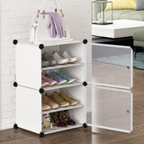 唯良 简易鞋柜门口收纳客厅玄关柜组装防尘树脂膜片多功能宿舍收纳柜 1列4层白色【透明简约款】