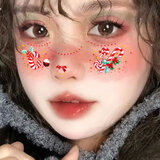 TaTanice 圣诞贴纸脸贴11张装圣诞节装饰贴纸可爱卡通脸部妆容贴纹身贴