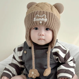 宝宝帽子秋冬1-3岁婴儿保暖防风护耳帽男女童套头帽2024冬天新款 卡其 建议6个月-3岁/头围46-52cm
