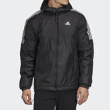 阿迪达斯 （adidas） 棉服男士2025冬季防风保暖中长款运动服连帽棉衣舒适休闲外套 GH4601黑色偏小建议买大一码 L 推荐155-175斤