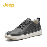 Jeep吉普男鞋2025秋冬季牛皮板鞋男百搭休闲鞋潮流鞋子男软底驾车鞋 灰色 41