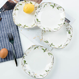 金岚玉唐山骨质瓷7英寸深盘水果盘香榭丽舍7方汤盘骨瓷中式方盘子 香榭丽舍-方汤盘 4个 7英寸