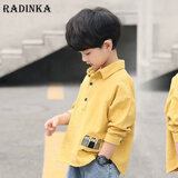 Radinka2026春秋新款男童春装套装中大童洋气衬衫牛仔裤两件套儿童装ELI AS上衣黄色衬衫 110 码建议身高105厘米左右