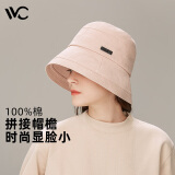 VVC帽子女渔夫帽秋冬时尚百搭盆帽大头围太阳帽百搭水桶帽 花雾粉（春秋款）