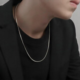 戚小米项链男潮嘻哈麻花链美式男生配饰高级感百搭钛钢链子简约锁骨链女 蛇骨链