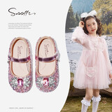 斯纳菲女童皮鞋2025春秋季宝宝水晶鞋爱莎公主鞋儿童甜美舒适 公主童话粉 /BD81118 27