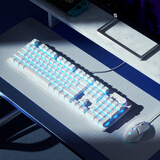 惠普（HP） K10G有线机械键盘 网吧电竞游戏 104键发光全尺寸背光机械键盘全键无冲办公游戏键盘 银白冰蓝光键鼠套装【茶轴】