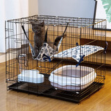 汤琪猫笼加粗便携折叠猫笼子猫别墅家用双层宠物用品猫窝猫屋龙猫笼子 黑色 850#双层